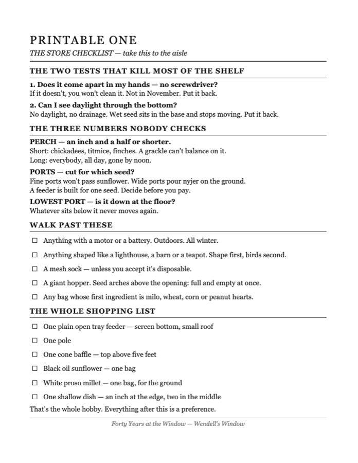 The Store Checklist page